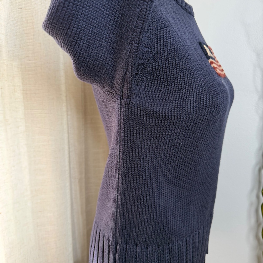 Vintage Polo Jeans Ralph Lauren USA Flag Knit Sweater Navy Blue Women's Medium - Picture 6 of 8